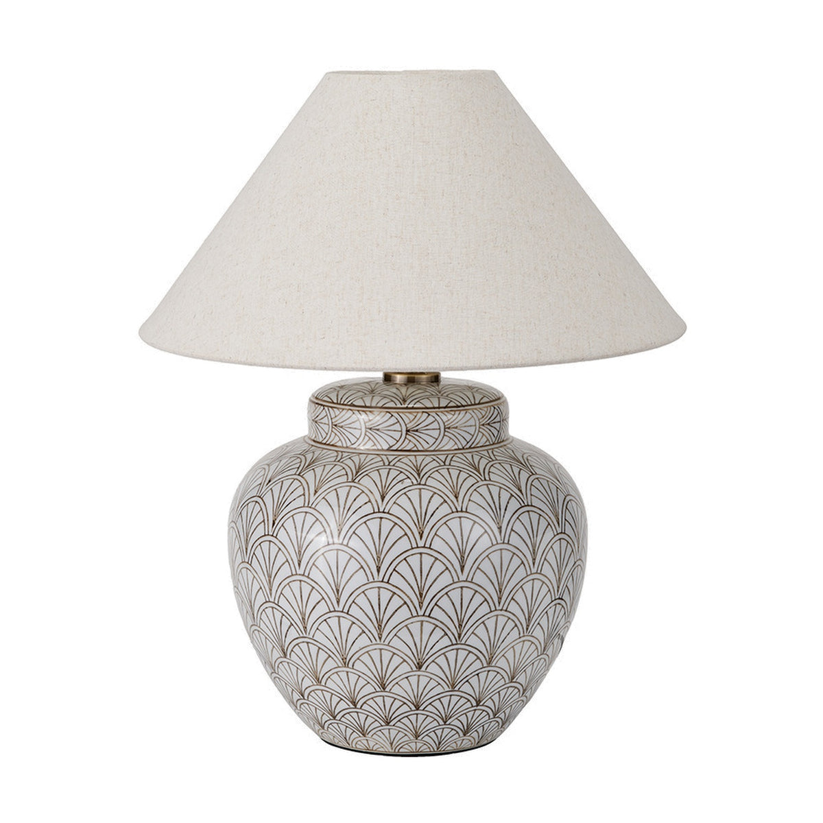 Barbier White Art Deco Fan Ceramic Table Lamp Base - 32cm