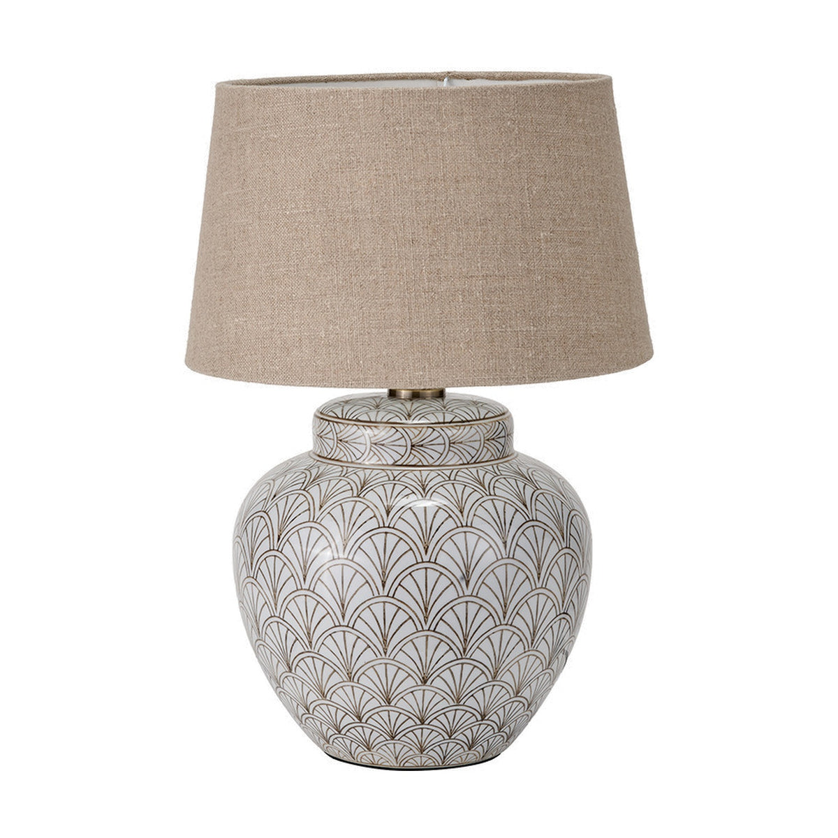 Barbier White Art Deco Fan Ceramic Table Lamp Base - 32cm