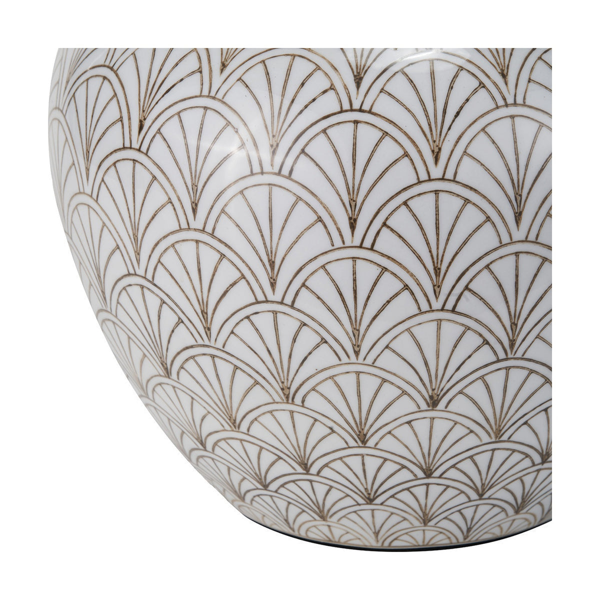 Barbier White Art Deco Fan Ceramic Table Lamp Base - 32cm