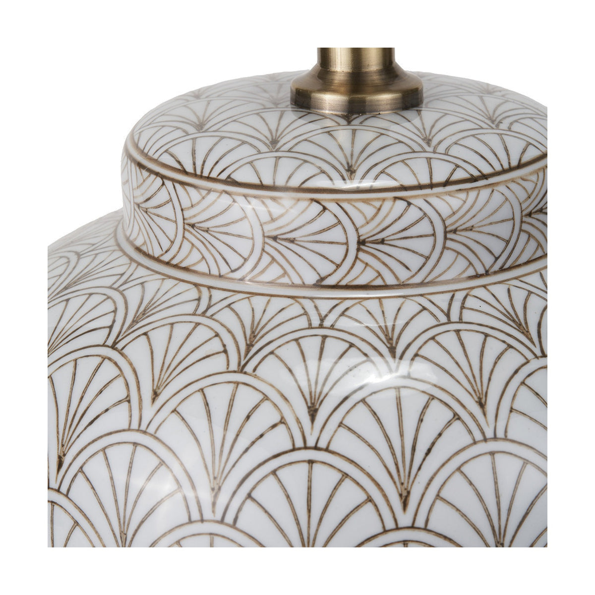 Barbier White Art Deco Fan Ceramic Table Lamp Base - 32cm
