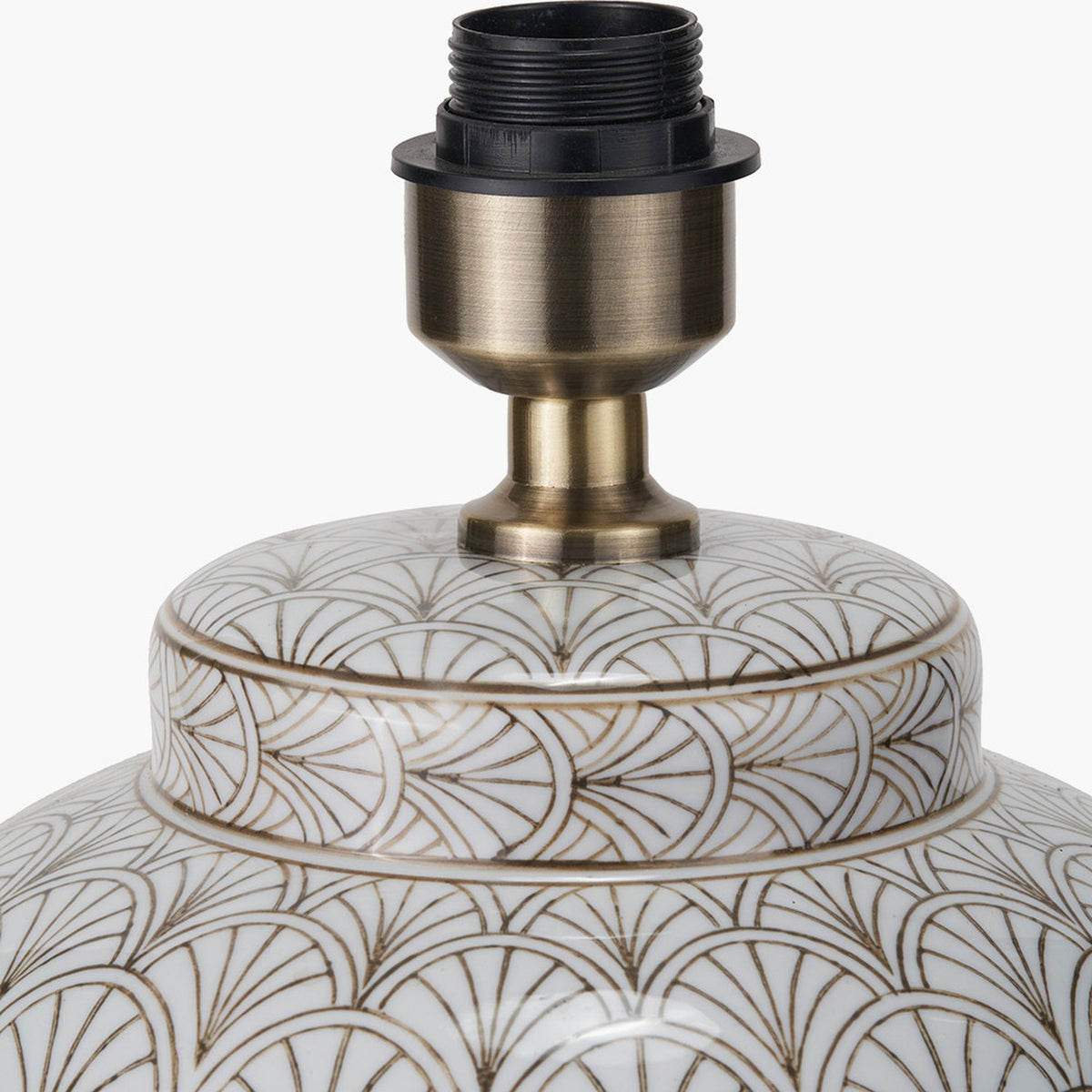 Barbier White Art Deco Fan Ceramic Table Lamp Base - 32cm