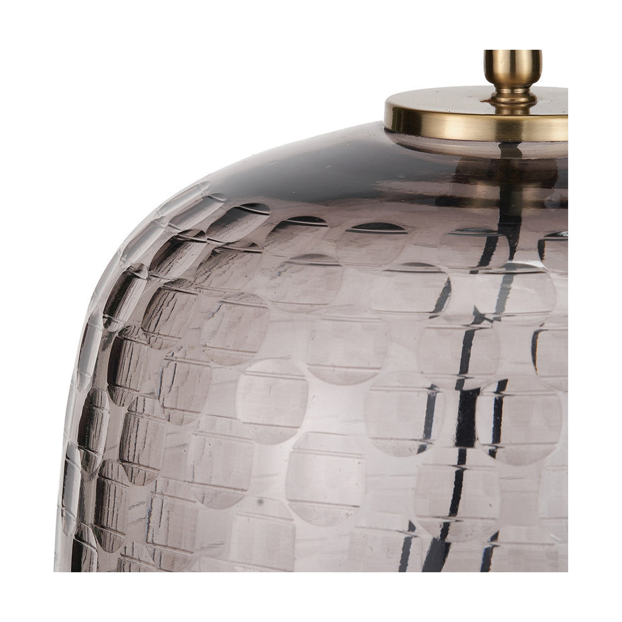 Camille Large Smoke Grey Circle Design Handcut Glass Table Lamp