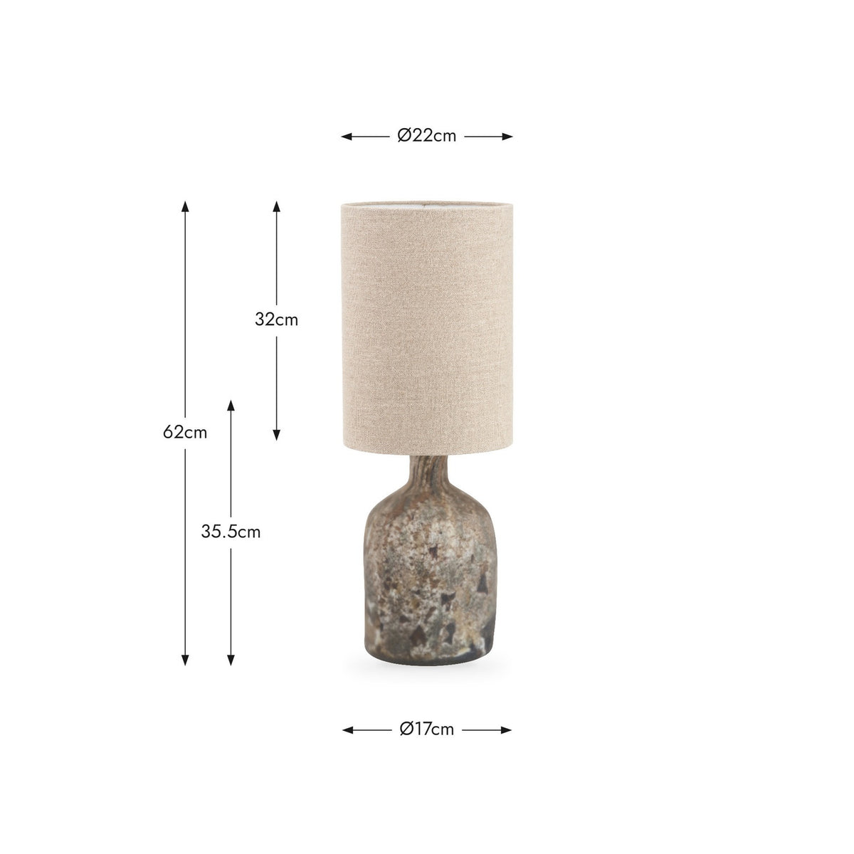 Palmino Brown Organic Glass Bottle Table Lamp - 62cm