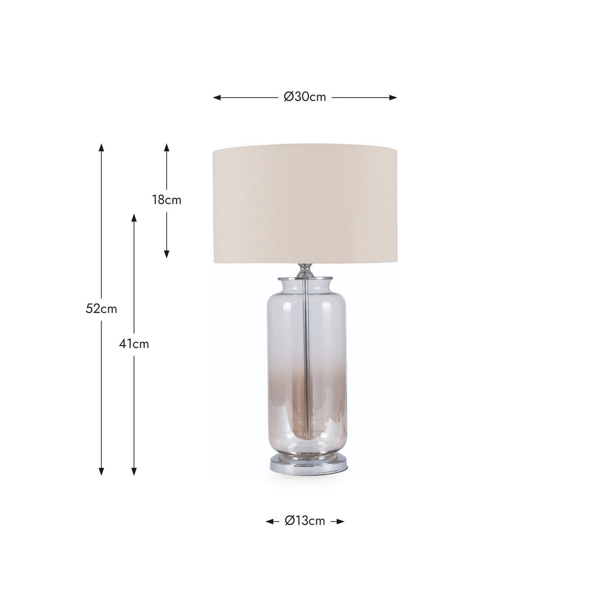 Vivienne Lustre Natural Ombre Glass Table Lamp - 52cm