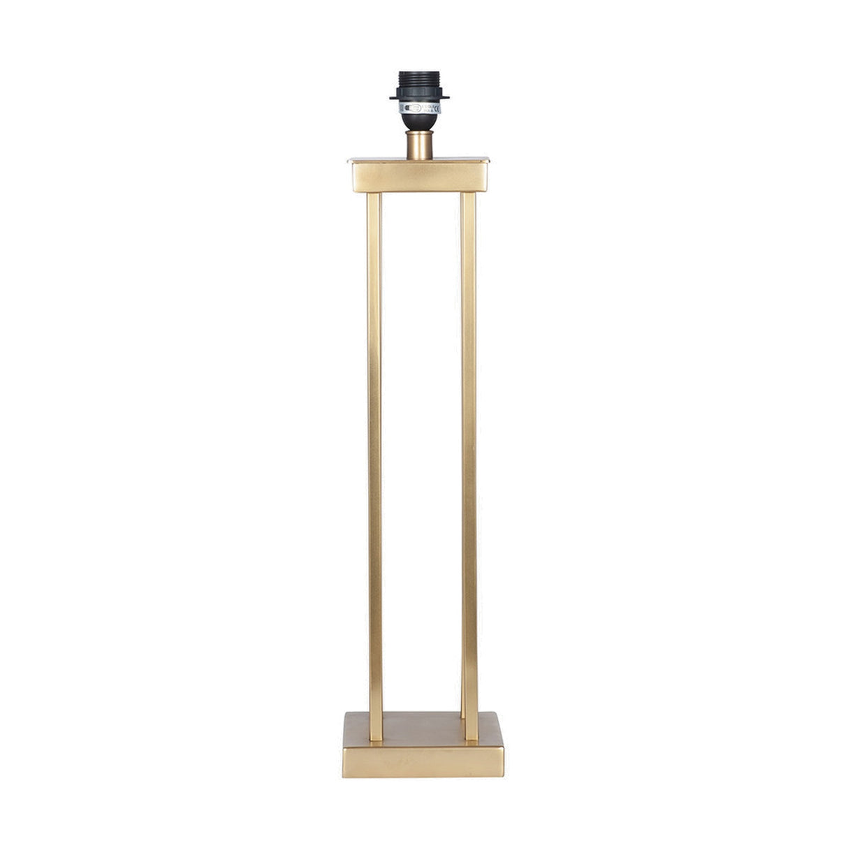 Langston Satin Brass Column Table Lamp with Black Self Lined Shade