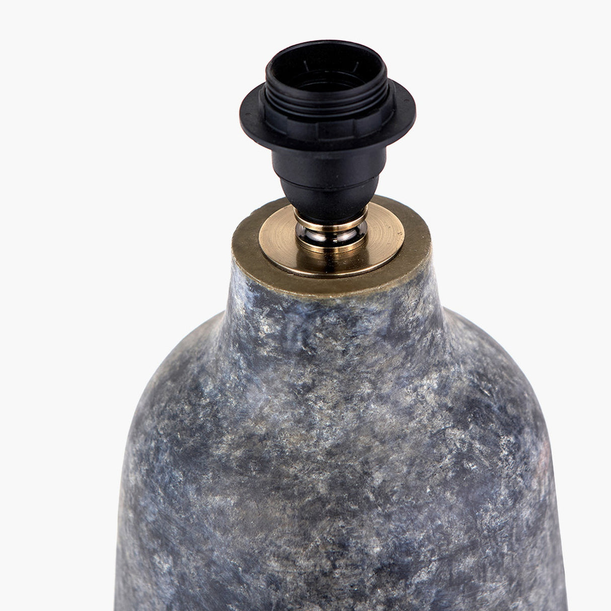 Vulcan Textured Grey Stoneware Table Lamp with White Linen Shade