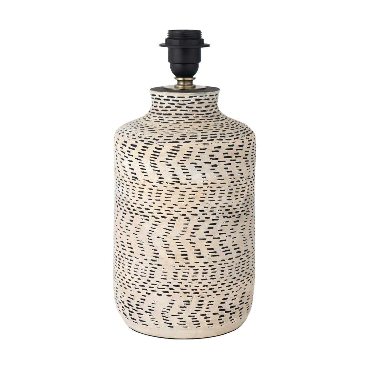 Atouk Textured Natural & Black Stoneware Table Lamp Base - 35cm