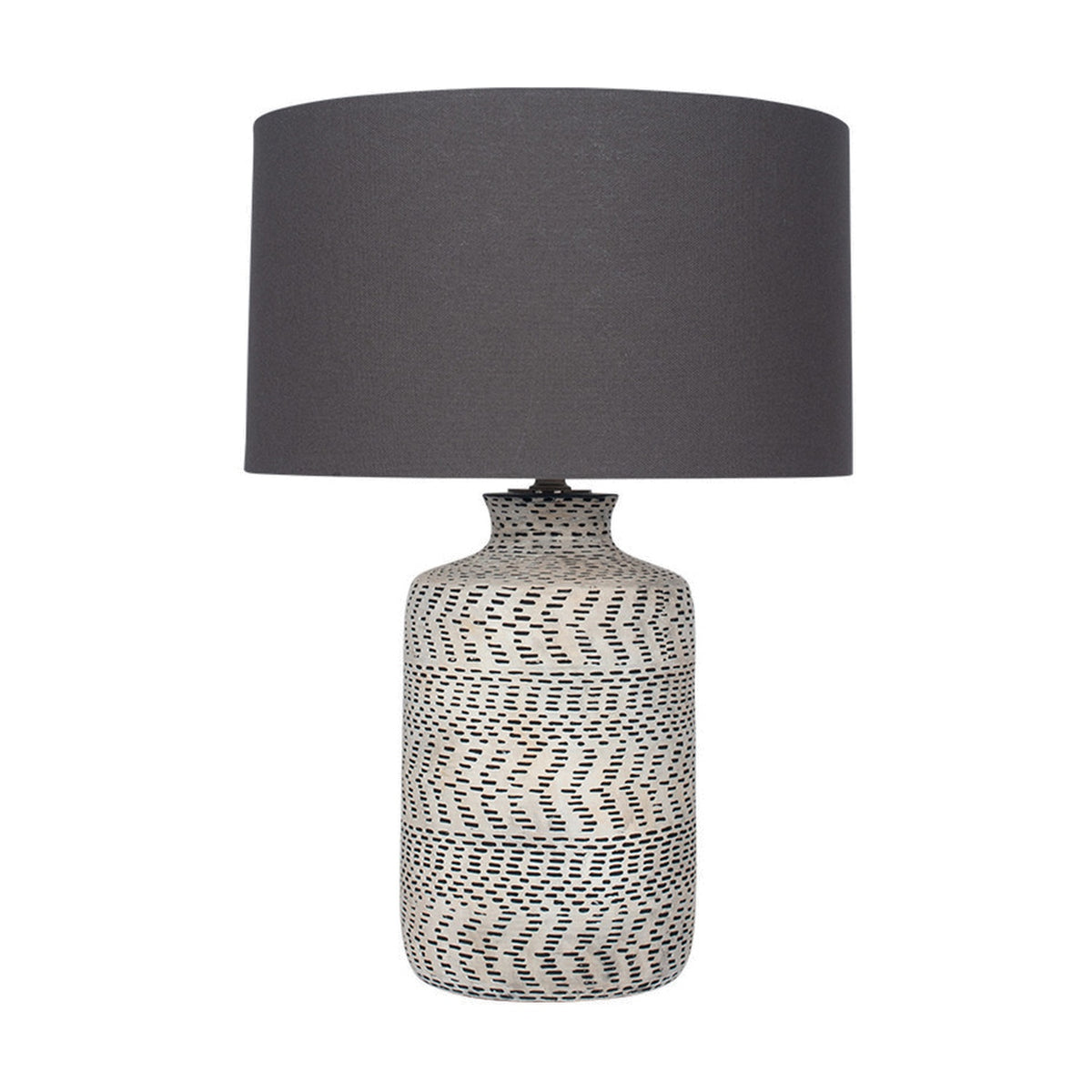 Atouk Textured Natural & Black Stoneware Table Lamp Base - 35cm