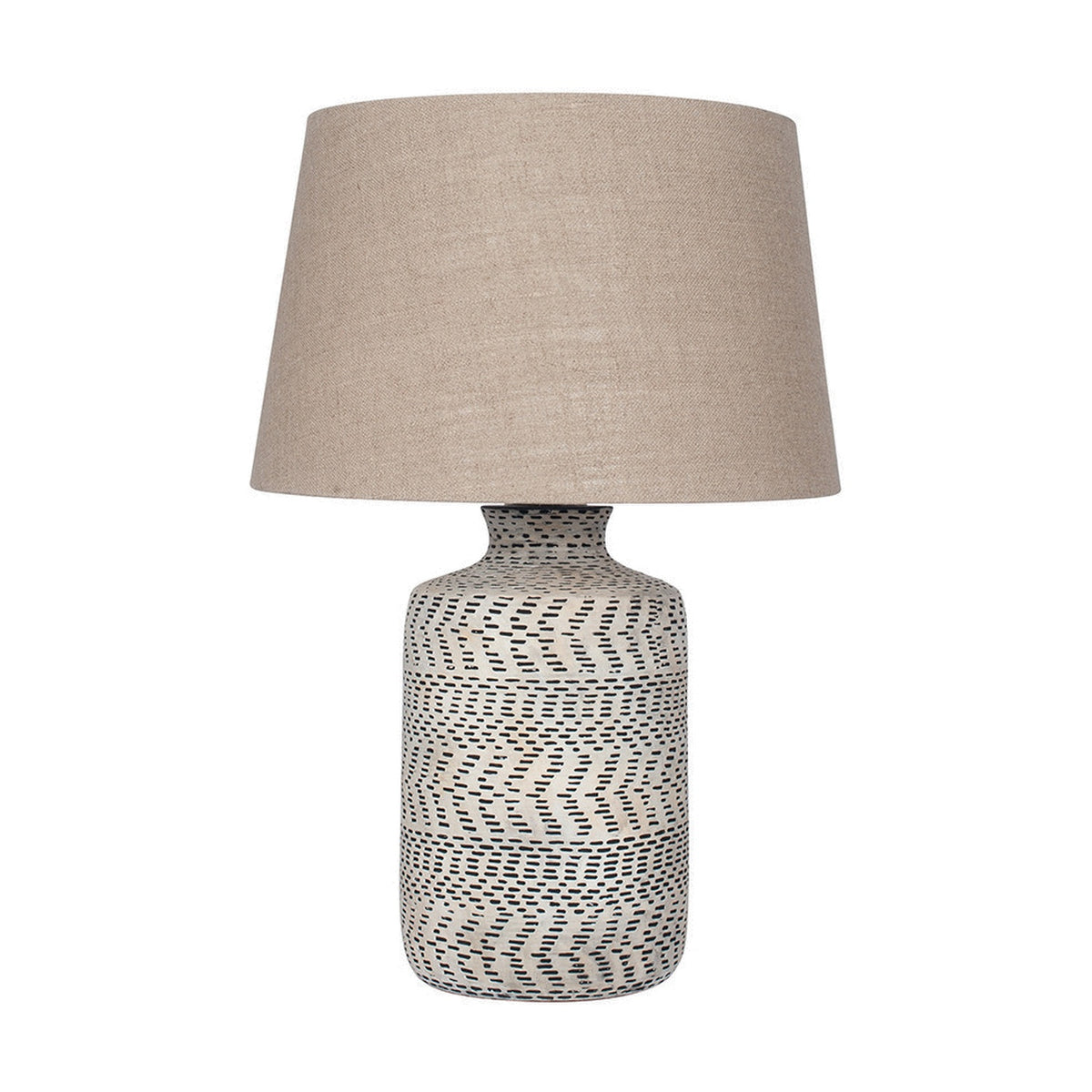 Atouk Textured Natural & Black Stoneware Table Lamp Base - 35cm