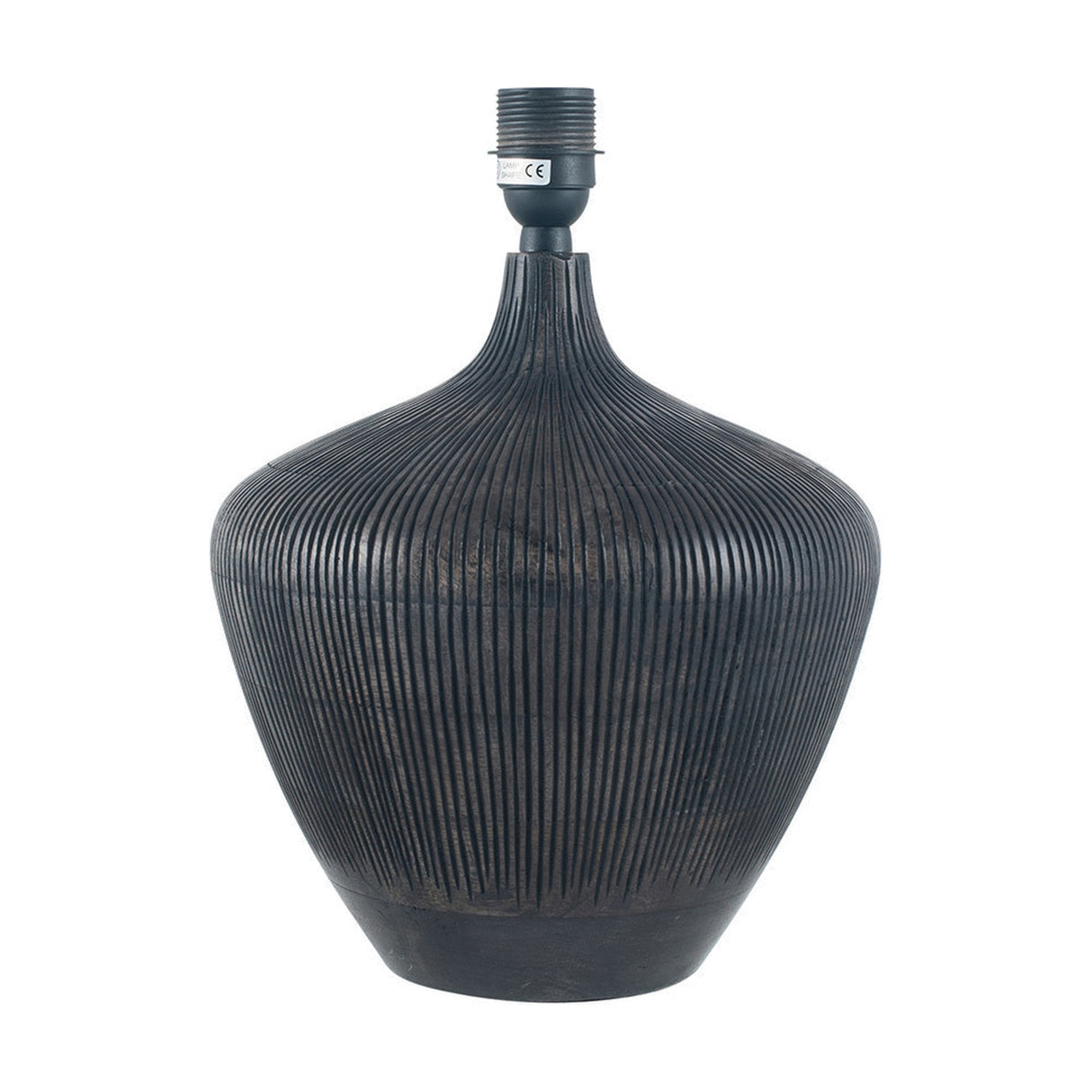 Manaia Antique Black Textured Table Lamp with Linen Cylinder Shade