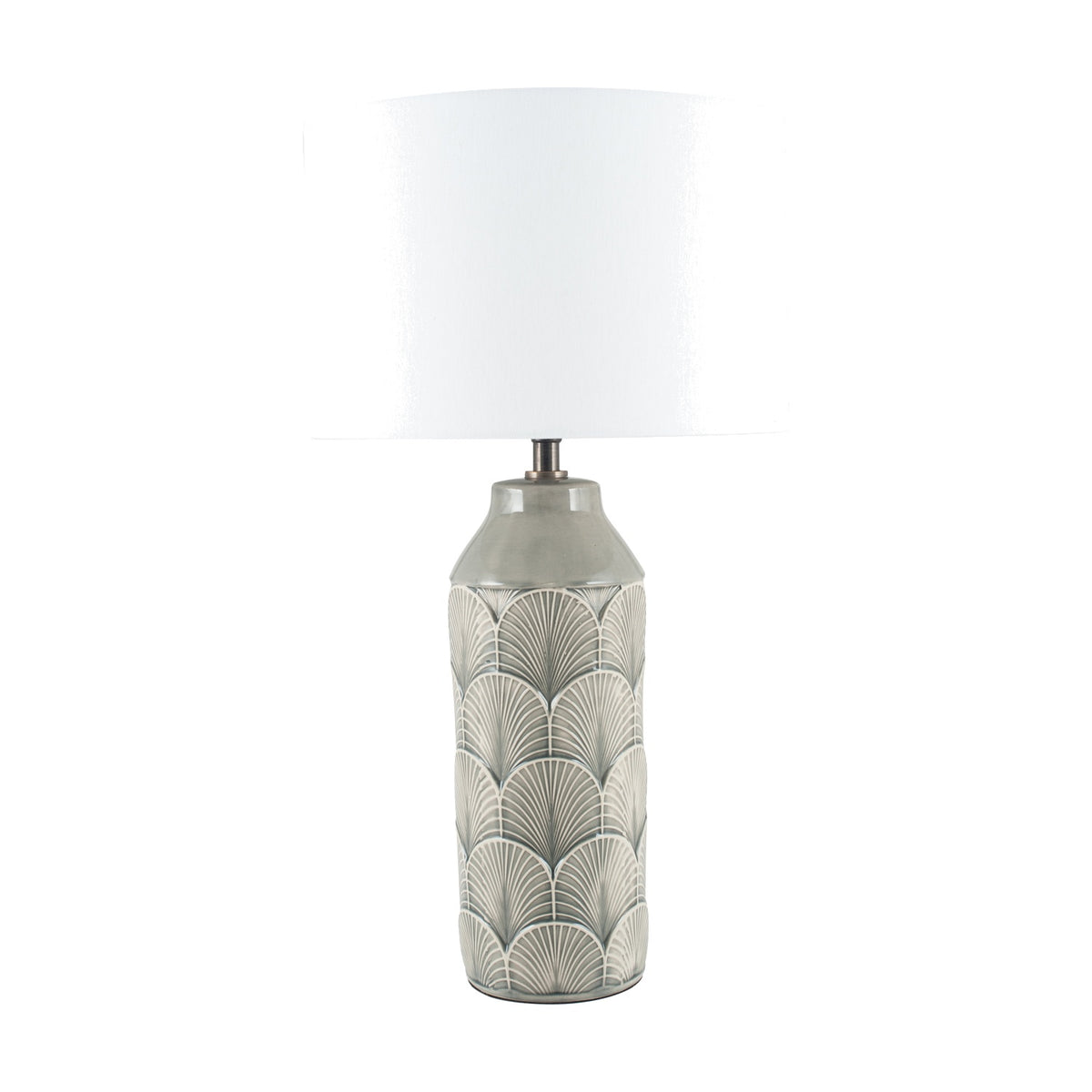 Bethan Embossed Grey Ceramic Table Lamp - 51cm