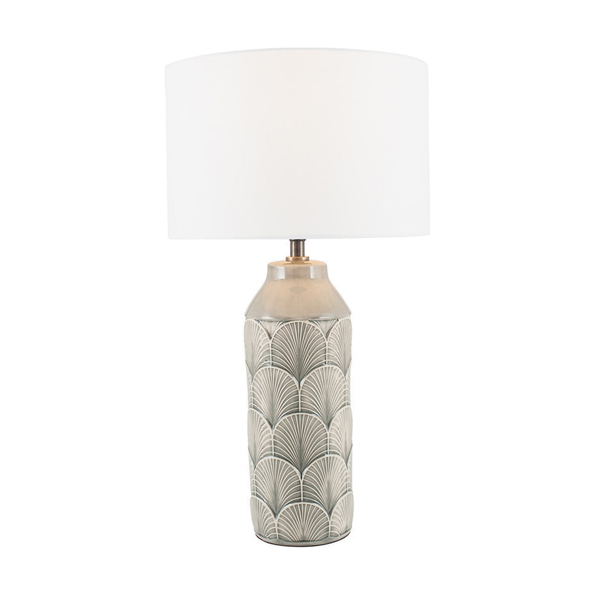 Bethan Embossed Grey Ceramic Table Lamp - 51cm
