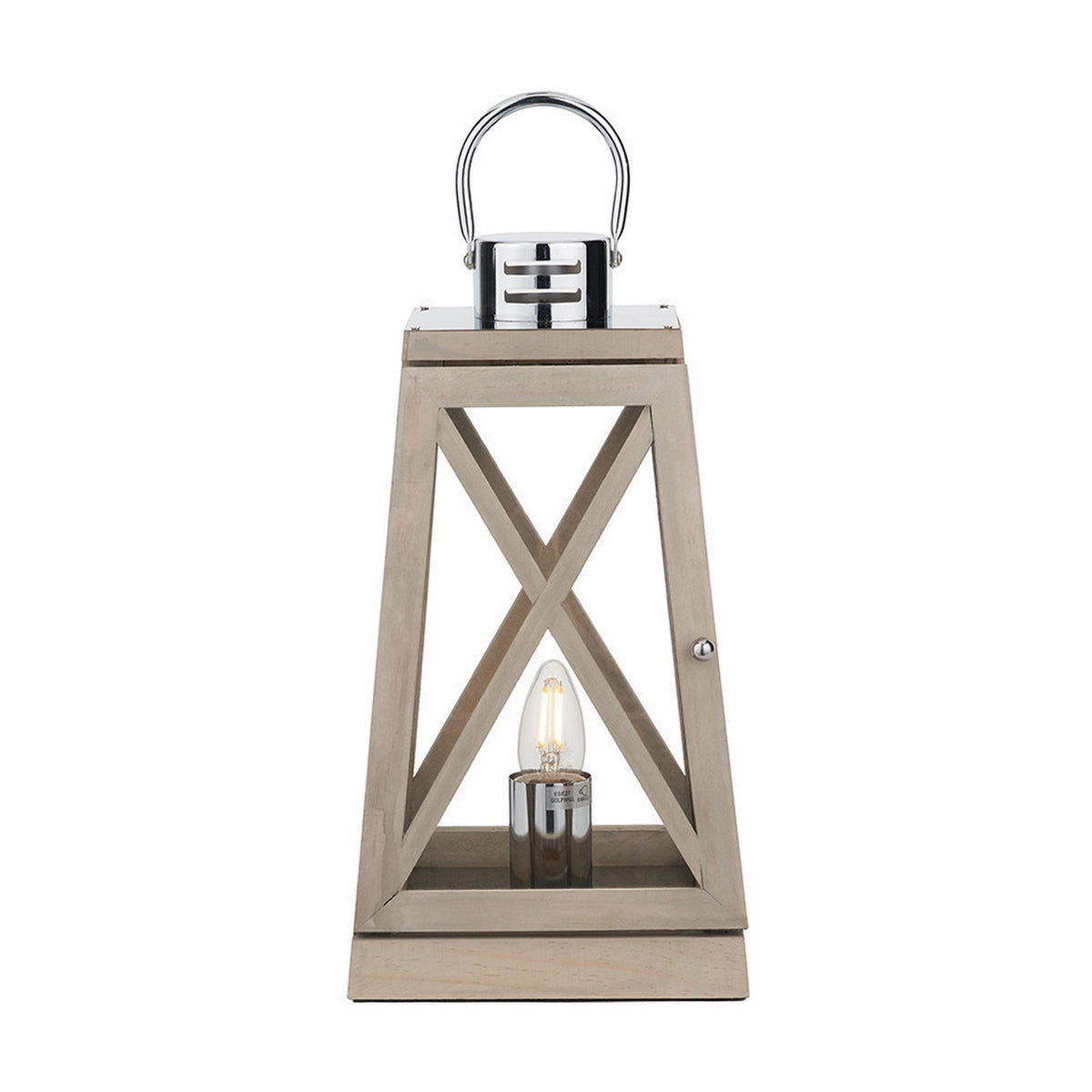 Devon Grey & Chrome Lantern Table Lamp - 44cm