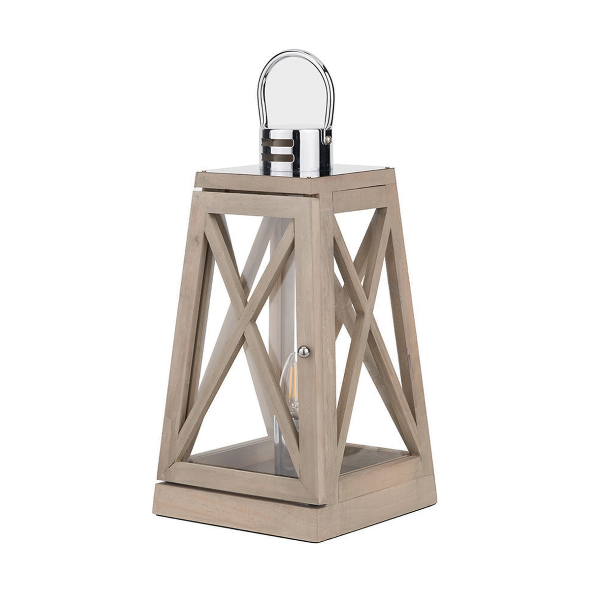 Devon Grey & Chrome Lantern Table Lamp - 44cm