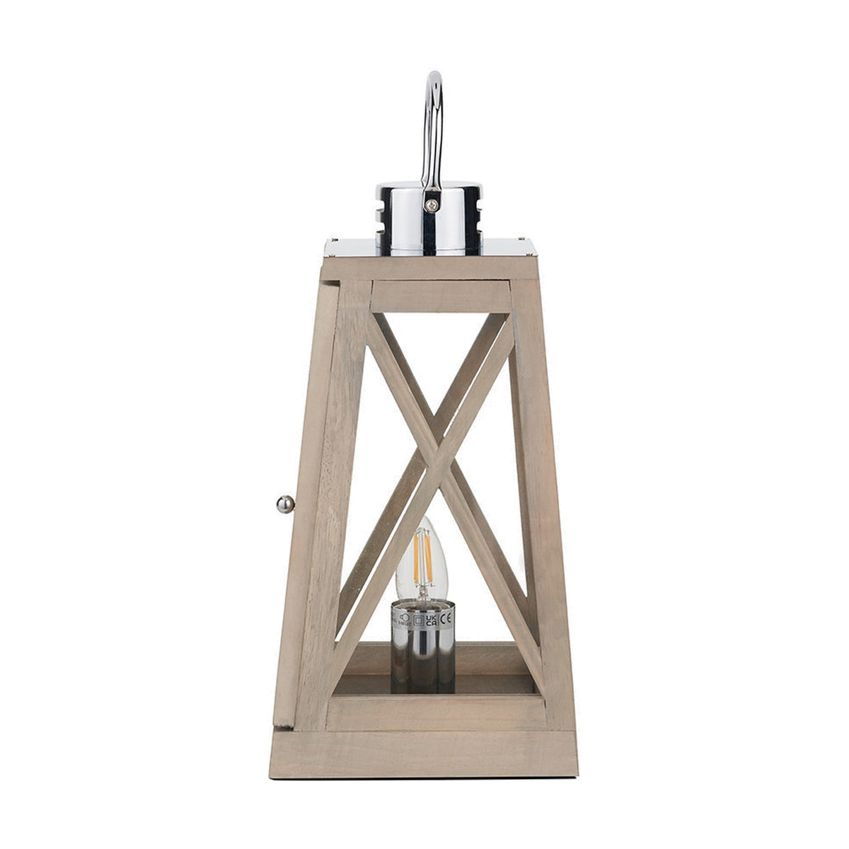 Devon Grey & Chrome Lantern Table Lamp - 44cm
