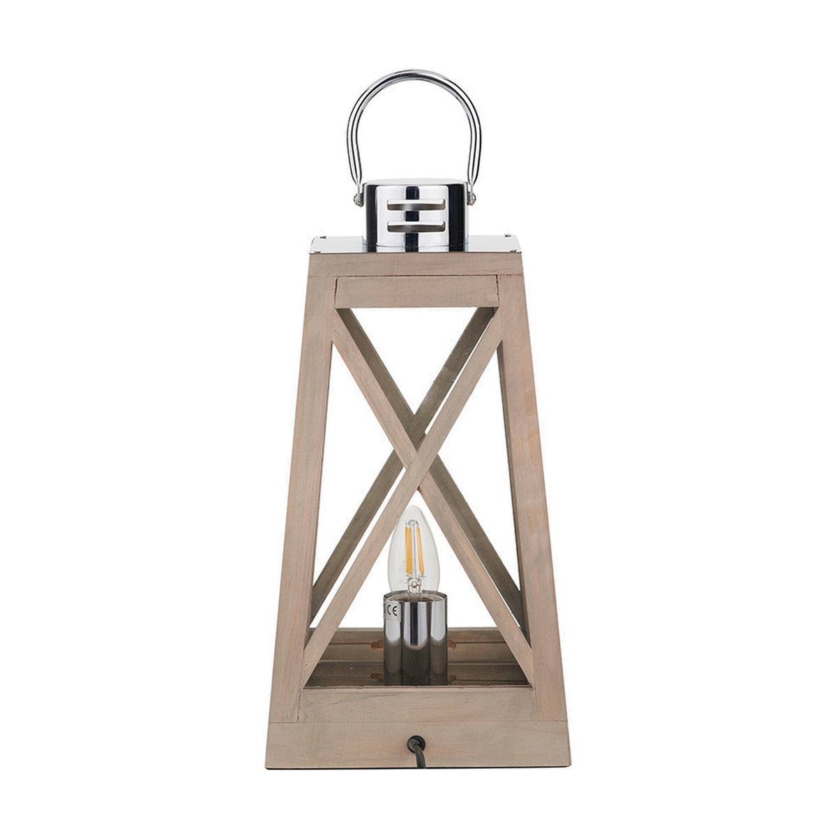 Devon Grey & Chrome Lantern Table Lamp - 44cm