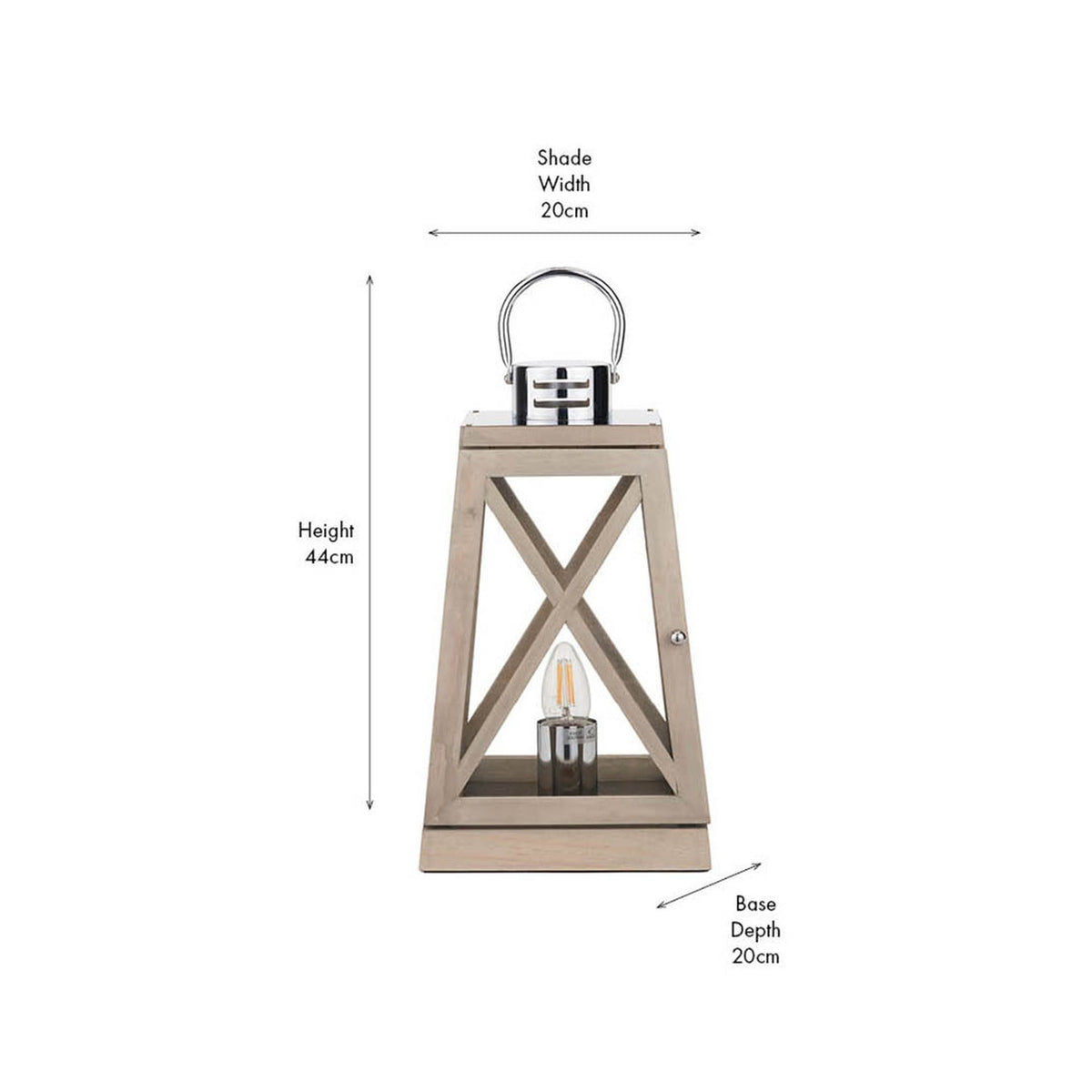 Devon Grey & Chrome Lantern Table Lamp - 44cm