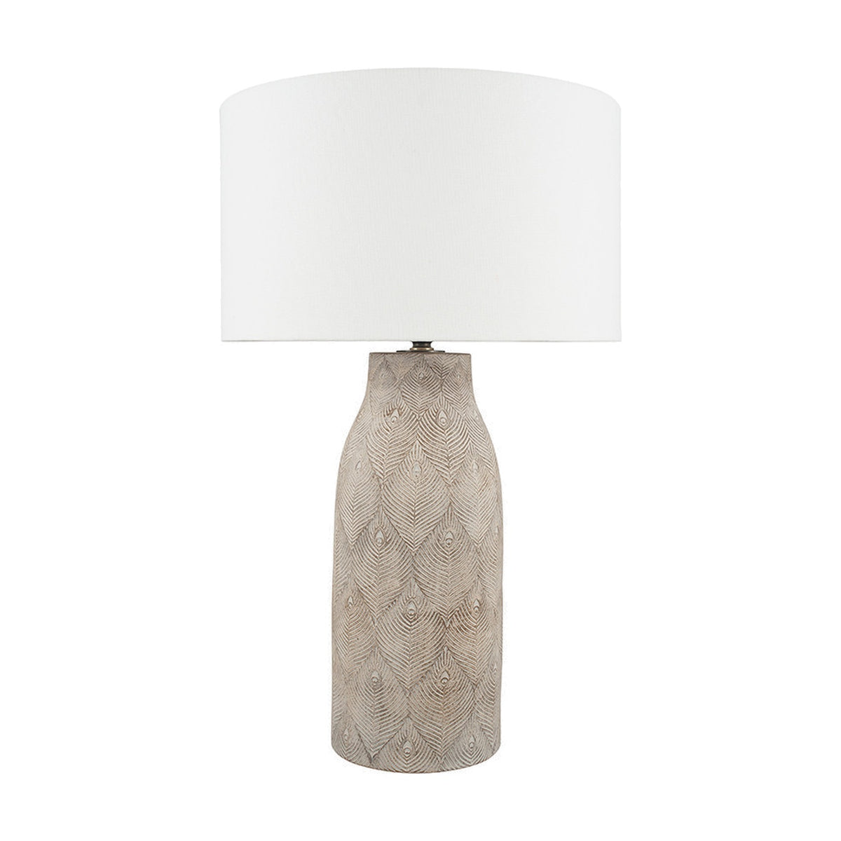 Palawan Stone Grey Feather Stoneware Table Lamp Base - 48cm