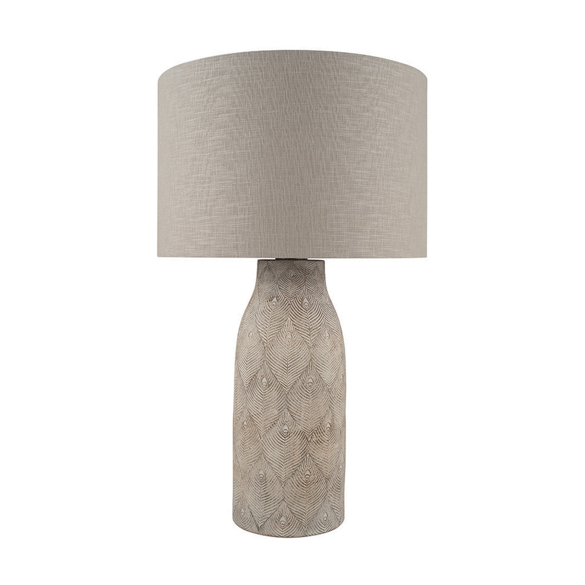 Palawan Stone Grey Feather Stoneware Table Lamp Base - 48cm