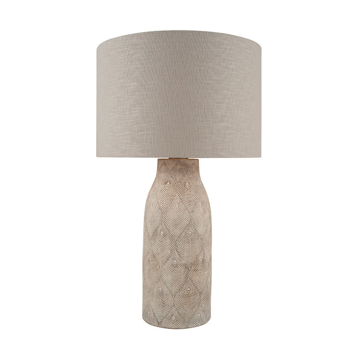 Palawan Stone Grey Feather Stoneware Table Lamp Base - 48cm