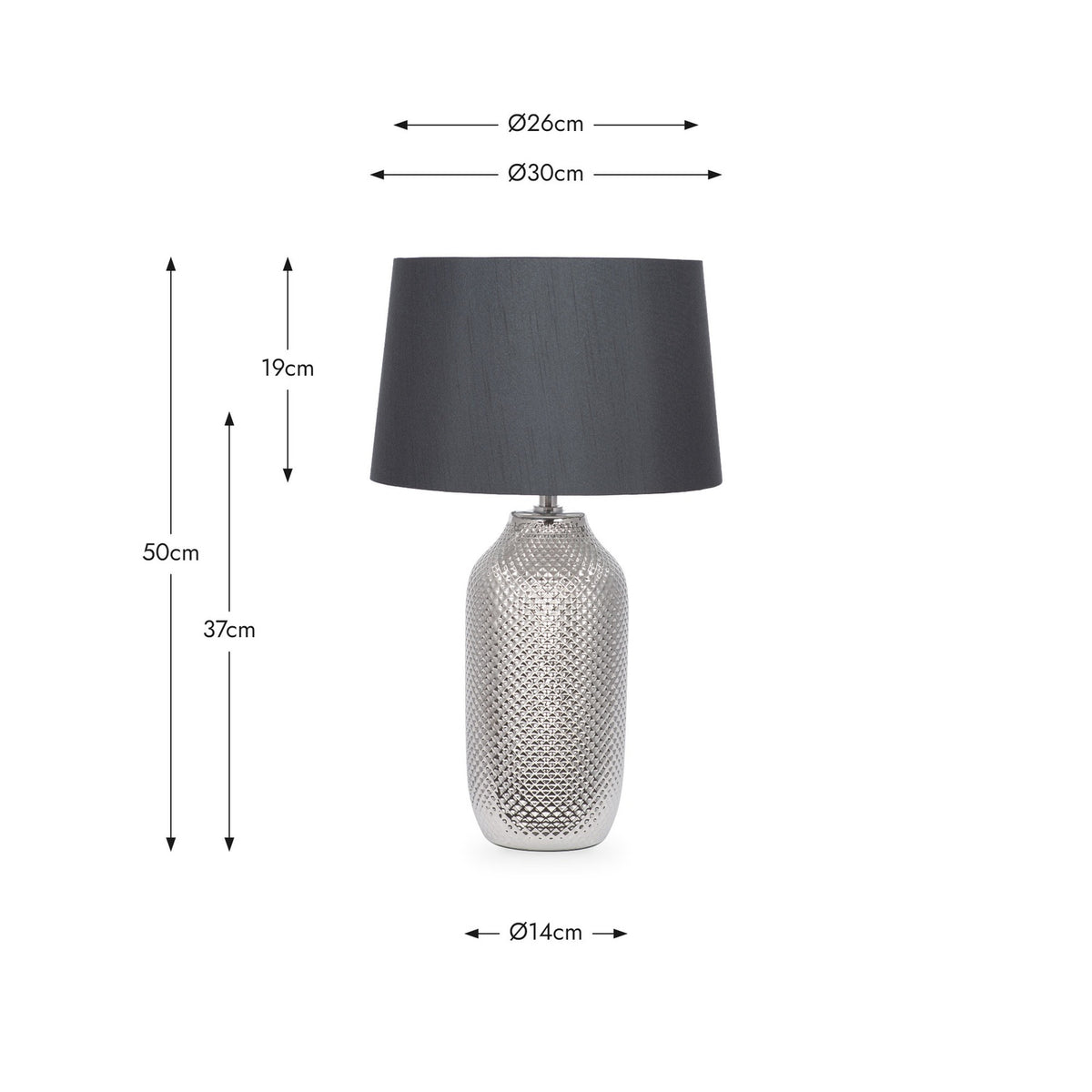 Nova Silver Textured Ceramic Bottle Table Lamp - 50cm