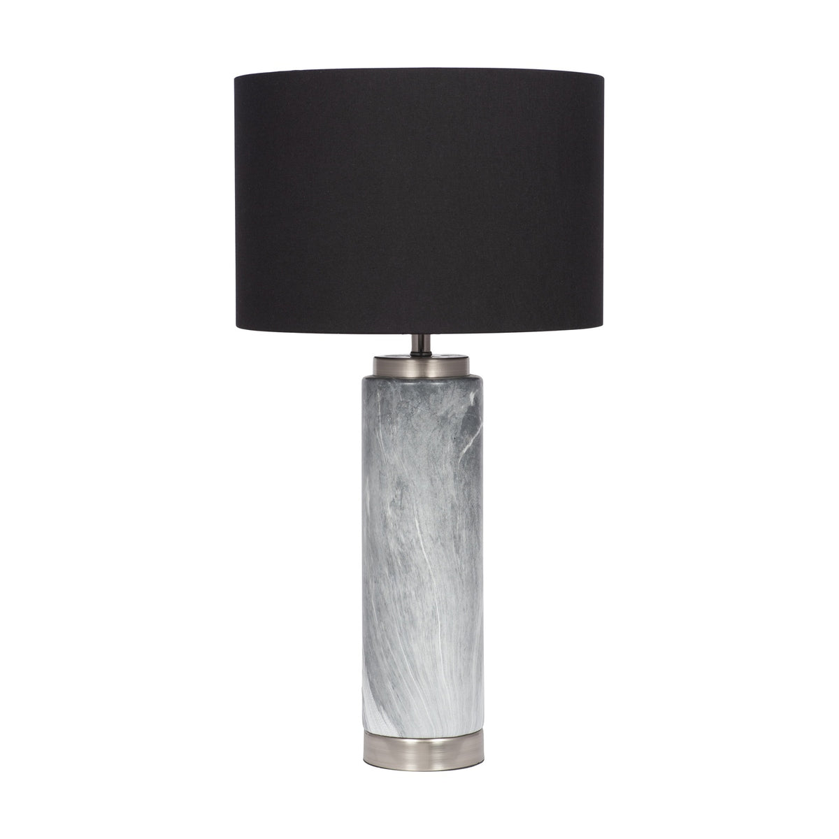Carrara Grey Marble Effect Ceramic Tall Table Lamp - 55cm