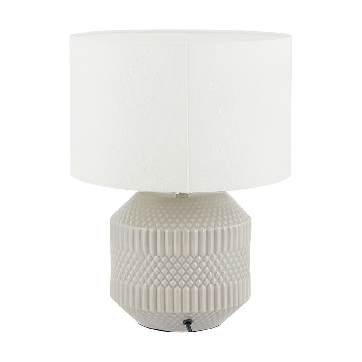 Meribel Grey Geo Textured Ceramic Table Lamp - 38cm