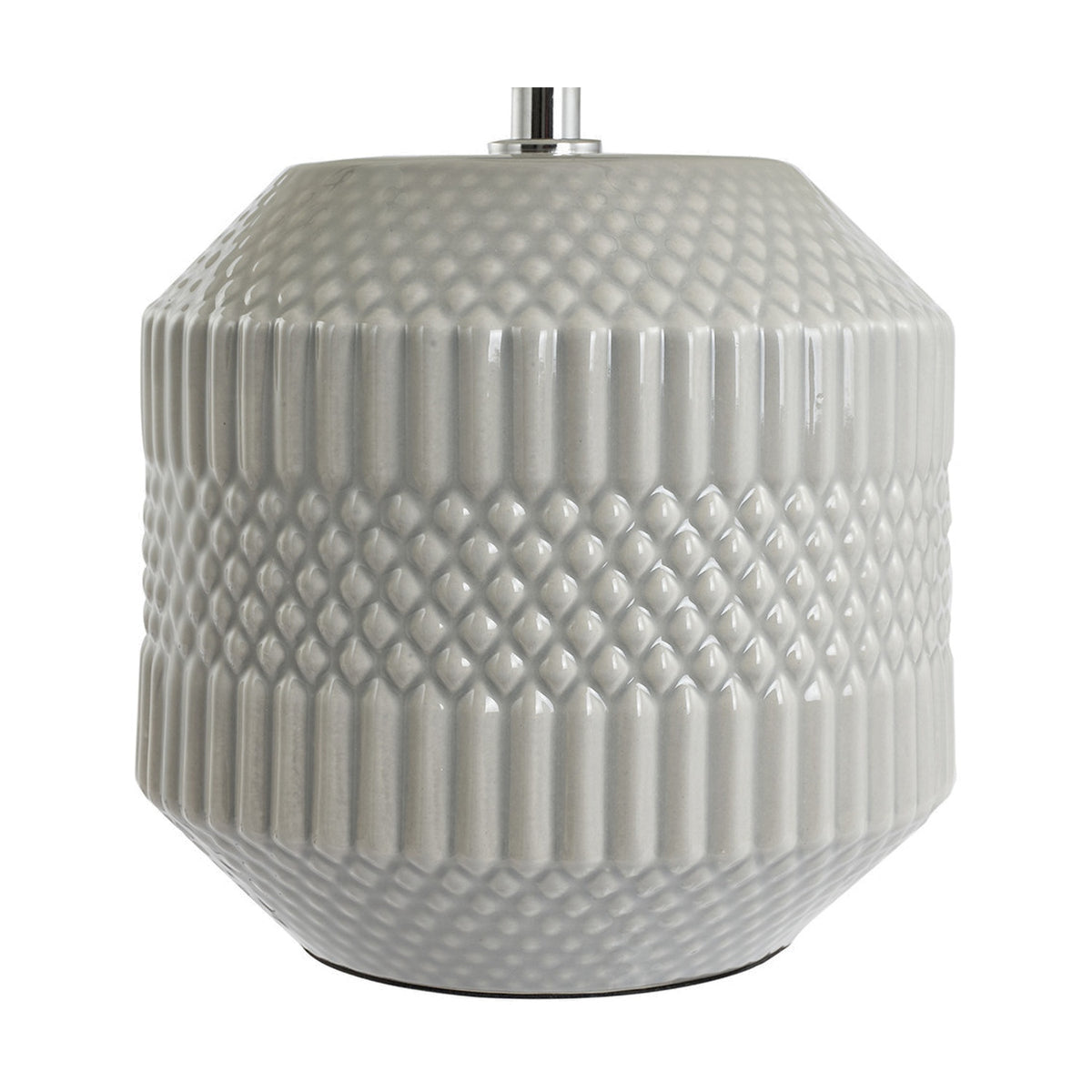 Meribel Grey Geo Textured Ceramic Table Lamp - 38cm