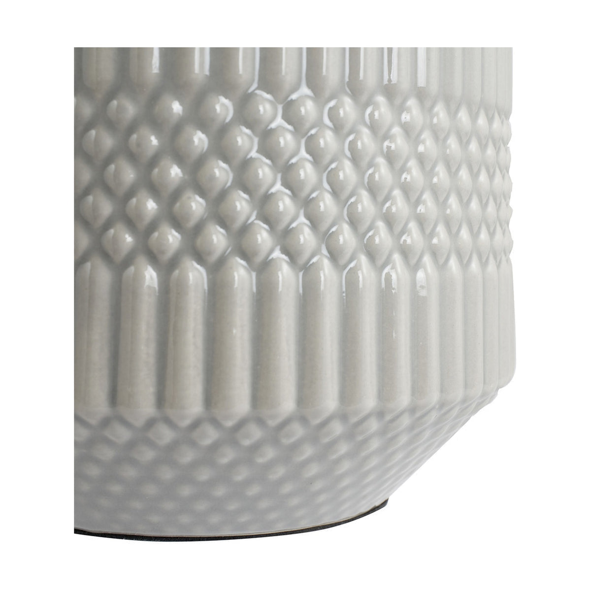 Meribel Grey Geo Textured Ceramic Table Lamp - 38cm