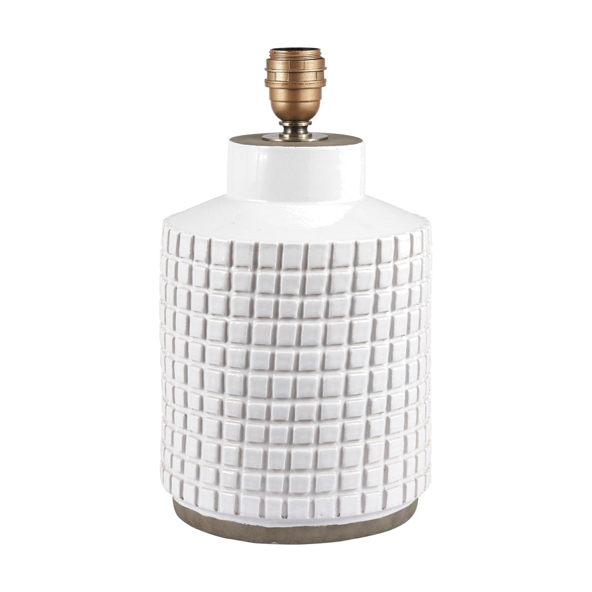 Malone Textured White Squares Design Stoneware Table Lamp Base - 35cm