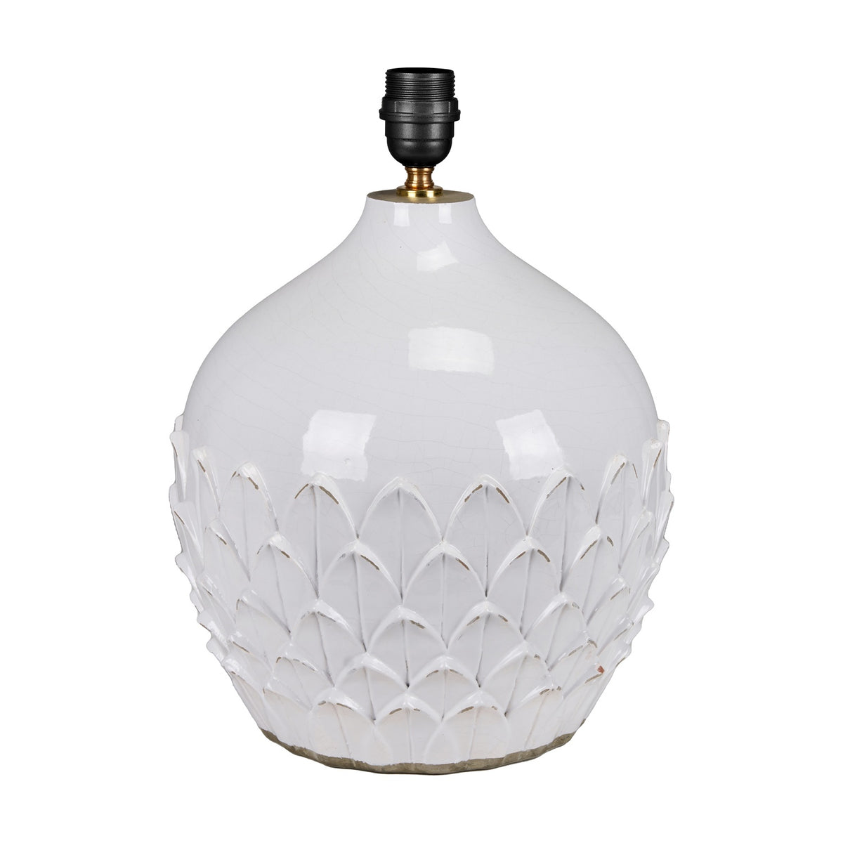 Willow White Leaf Detail Stoneware Table Lamp Base - 39cm