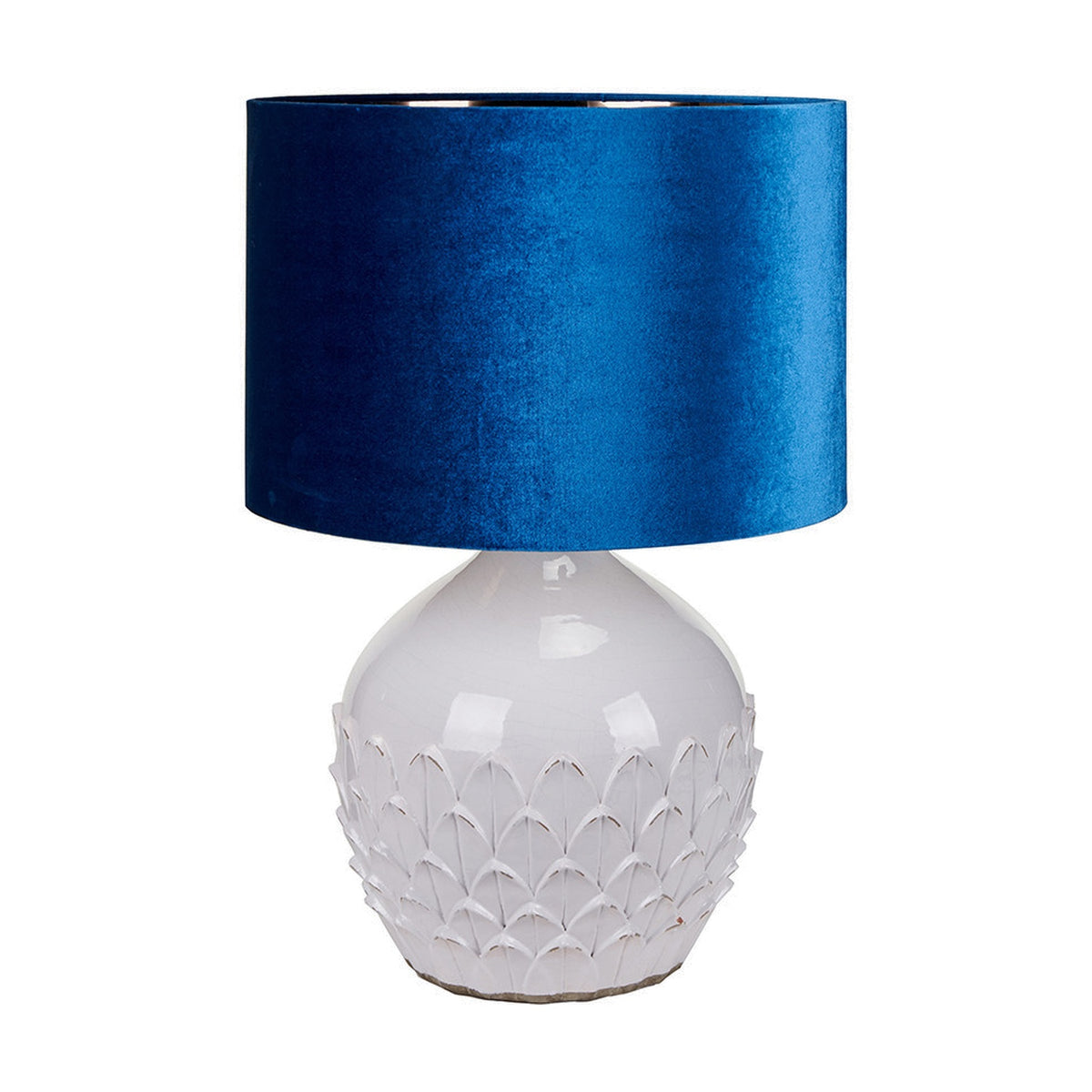 Willow White Leaf Detail Stoneware Table Lamp Base - 39cm