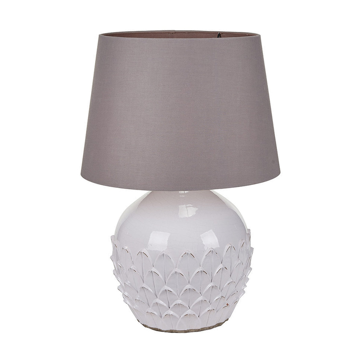 Willow White Leaf Detail Stoneware Table Lamp Base - 39cm