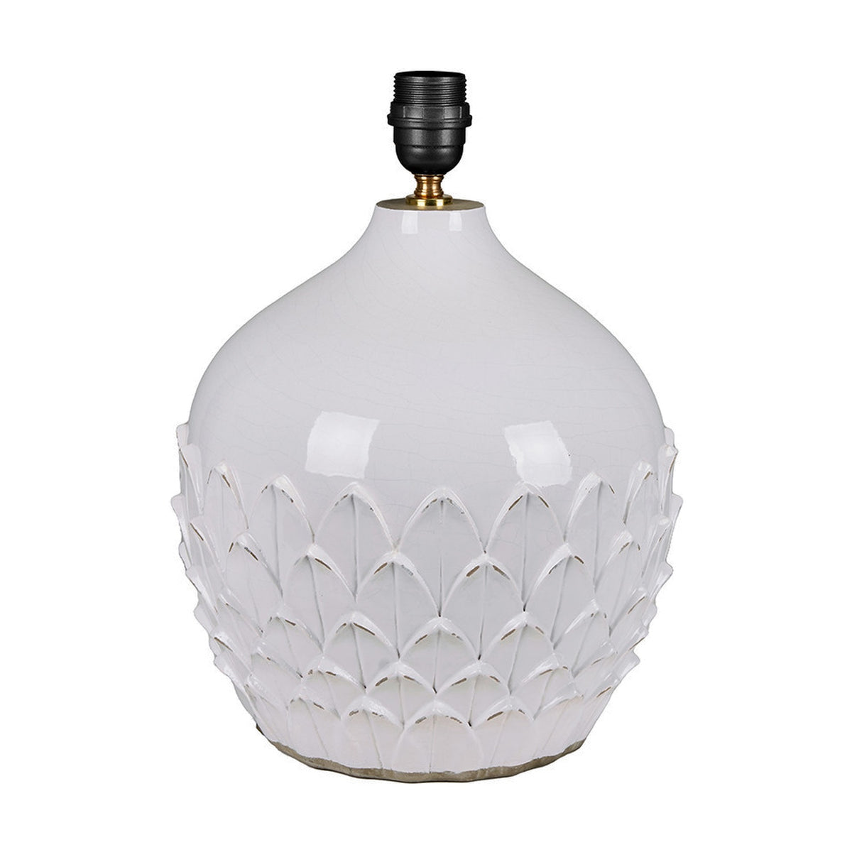 Willow White Leaf Detail Stoneware Table Lamp Base - 39cm