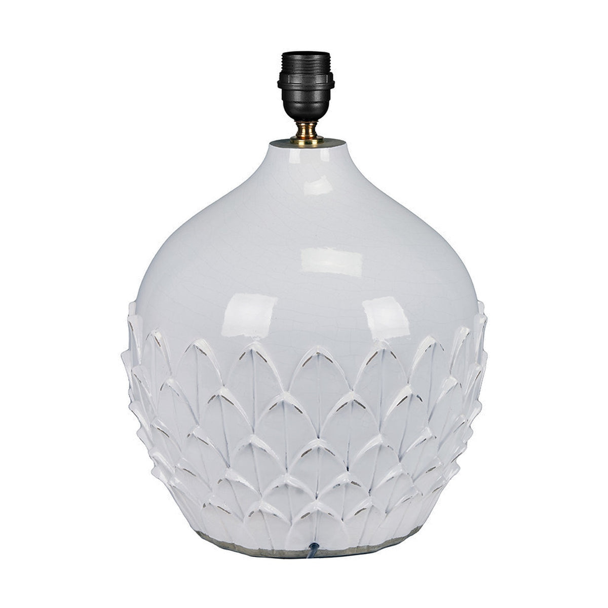 Willow White Leaf Detail Stoneware Table Lamp Base - 39cm