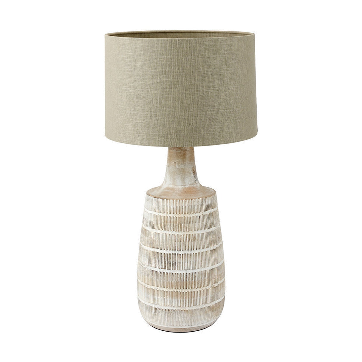 Dambula White Wash Wood Textured Tall Neck Table Lamp Base - 47cm