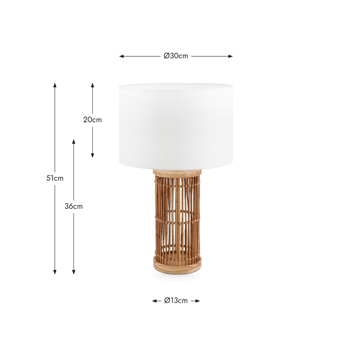 Sorbus Natural Ribbed Tall Table Lamp - 51cm