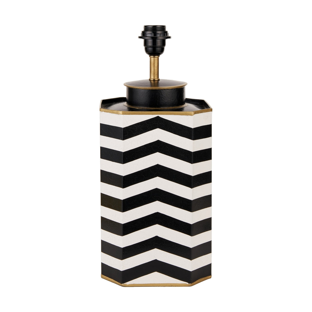 Oskar Black & White Chevron Hand Painted Metal Table Lamp Base - 43cm