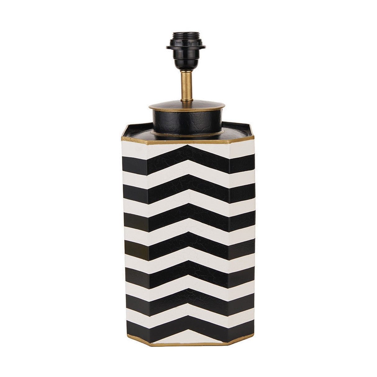 Oskar Black & White Chevron Hand Painted Metal Table Lamp Base - 43cm