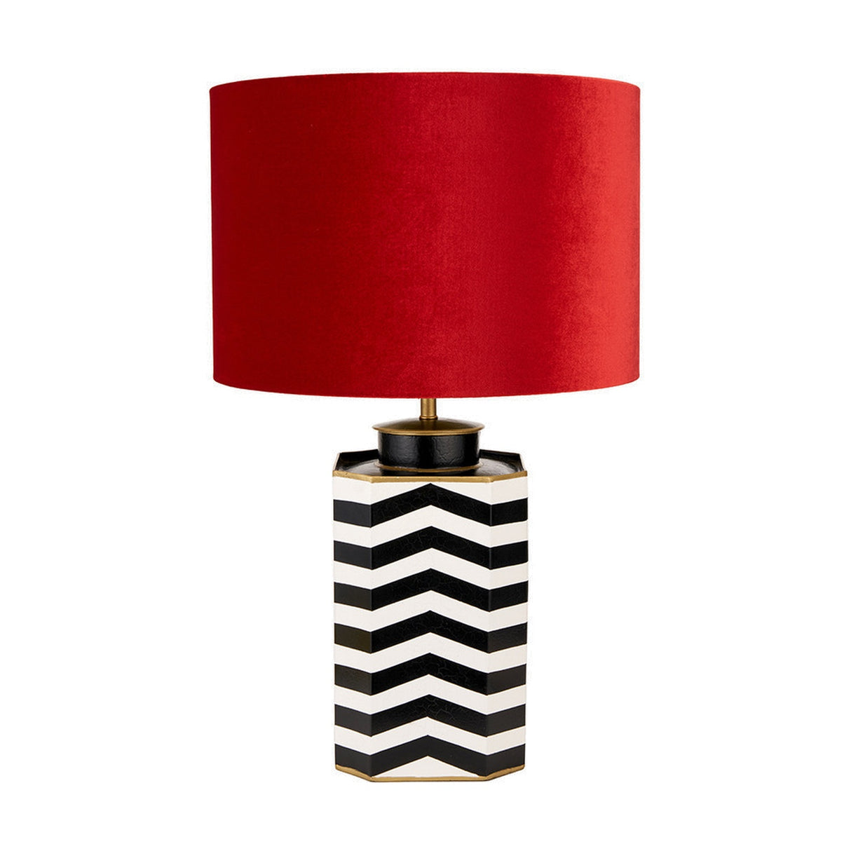 Oskar Black & White Chevron Hand Painted Metal Table Lamp Base - 43cm