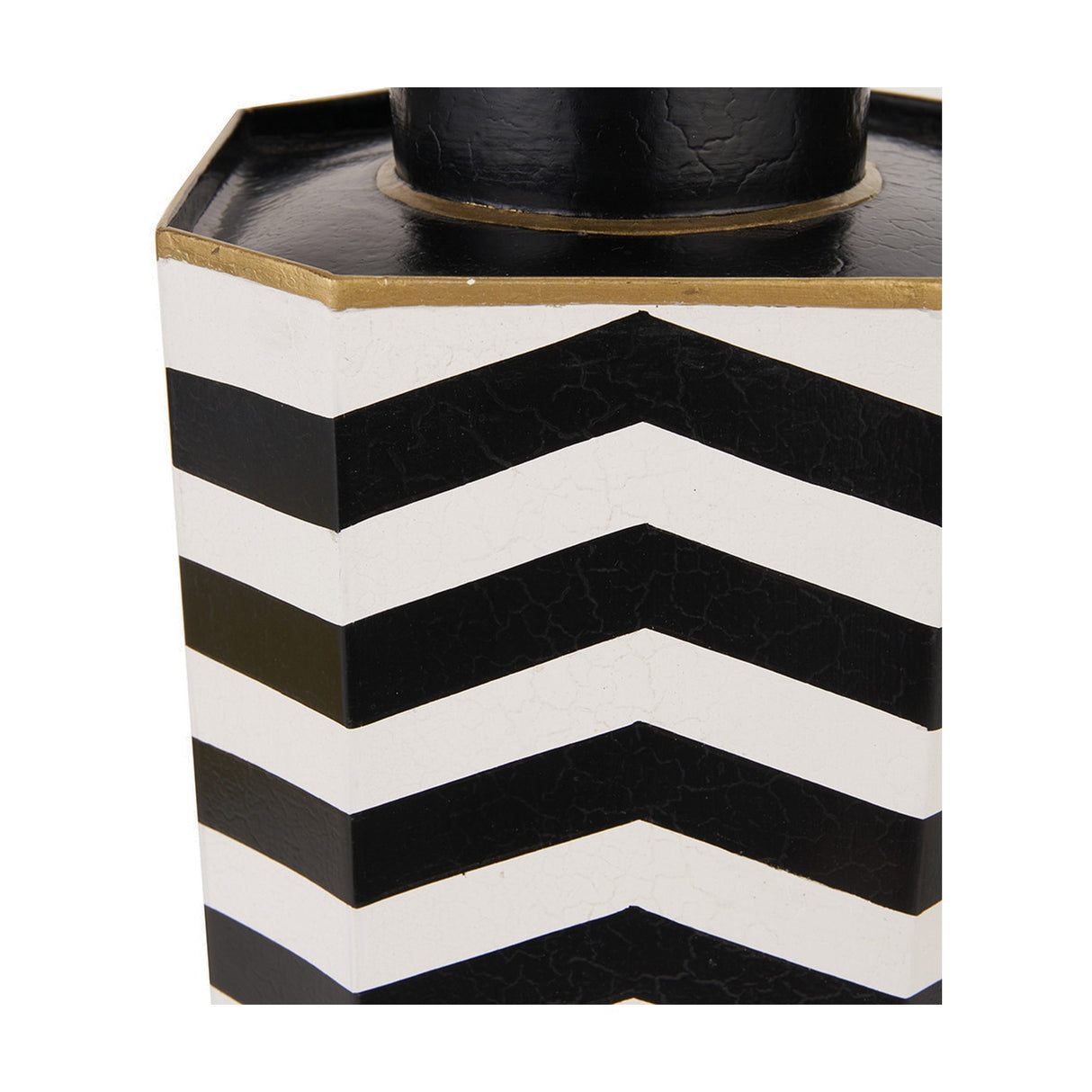 Oskar Black & White Chevron Hand Painted Metal Table Lamp Base - 43cm