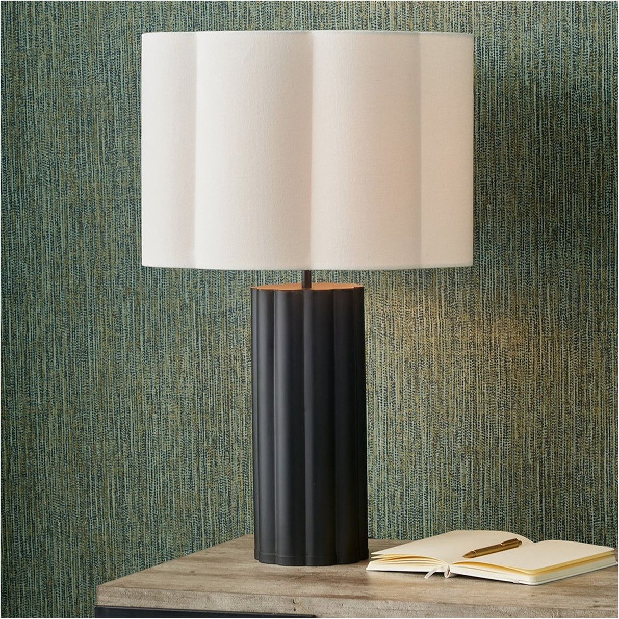 Petula Black Iron Scallop Table Lamp Base - 45cm