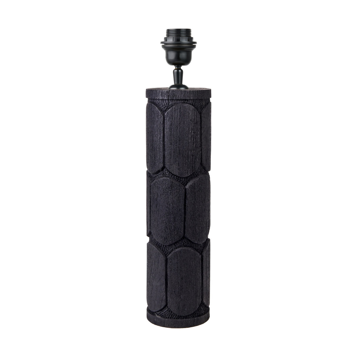 Aurelia Embossed Black Wood Tall Table Lamp Base - 49cm