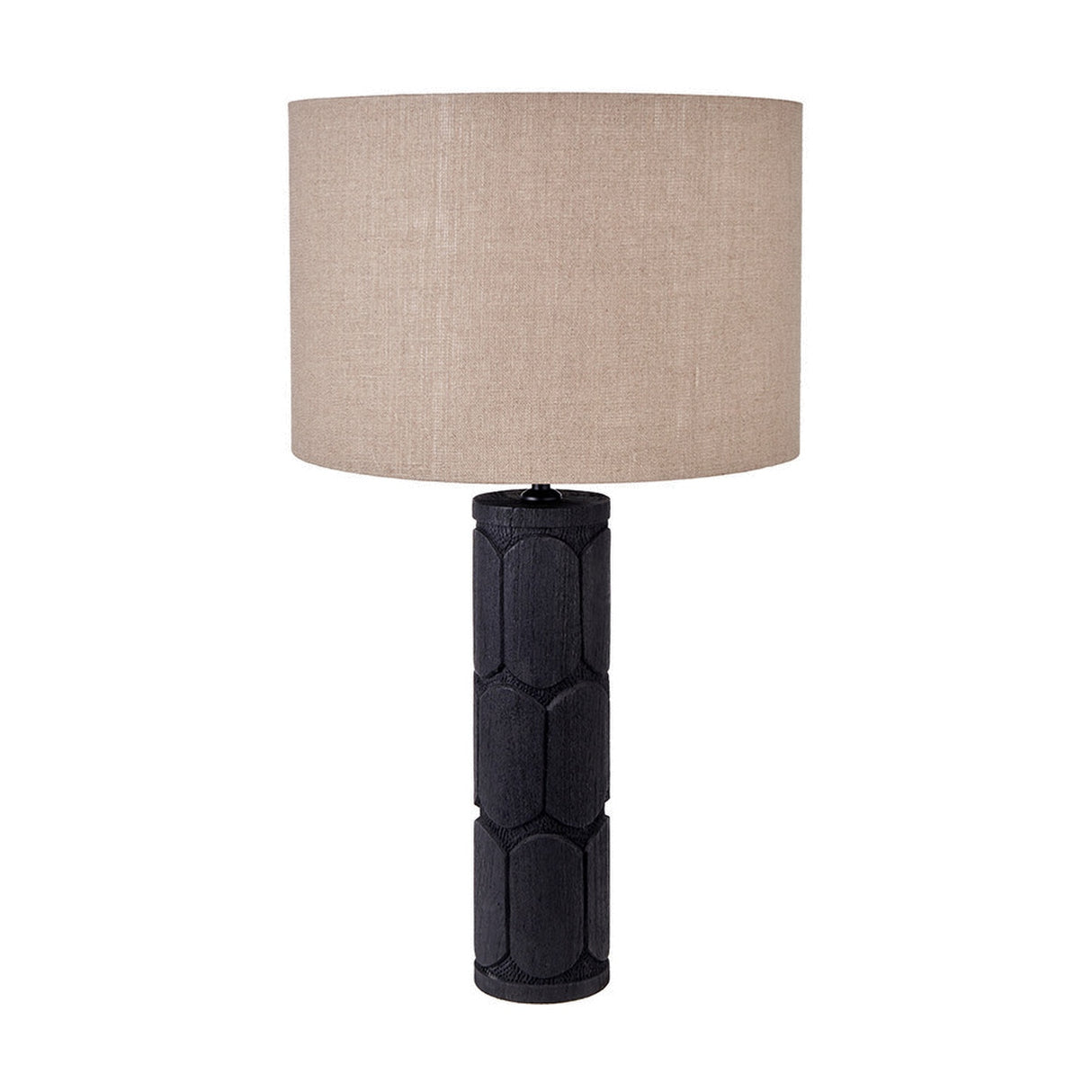 Aurelia Embossed Black Wood Tall Table Lamp Base - 49cm