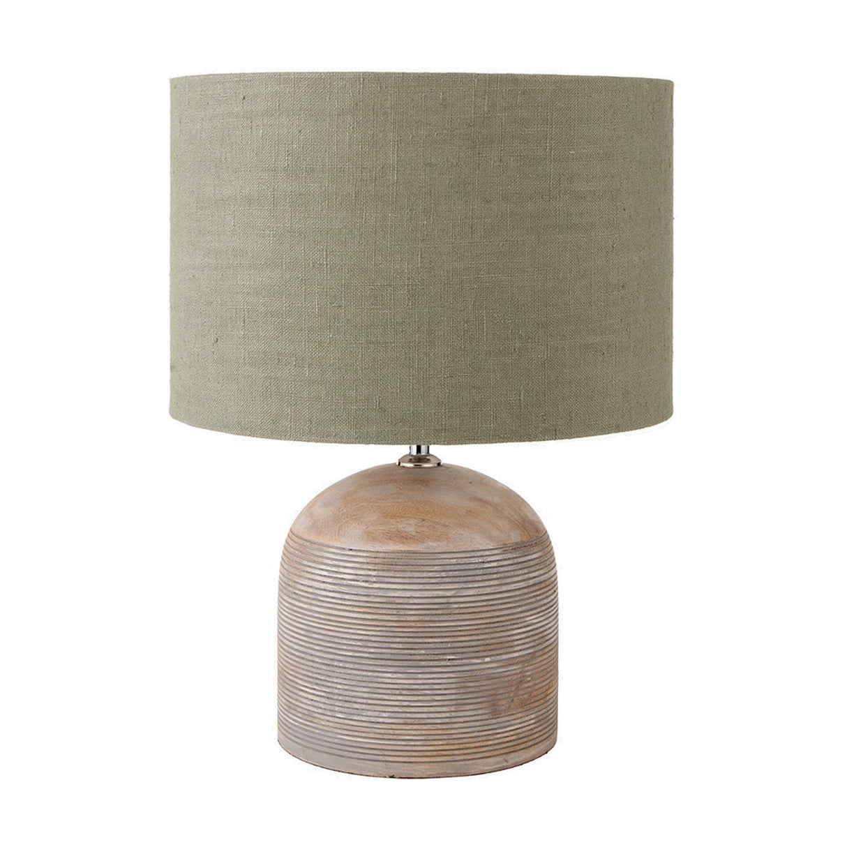 Nelu Grey Engraved Wood Dome Table Lamp Base - 30cm