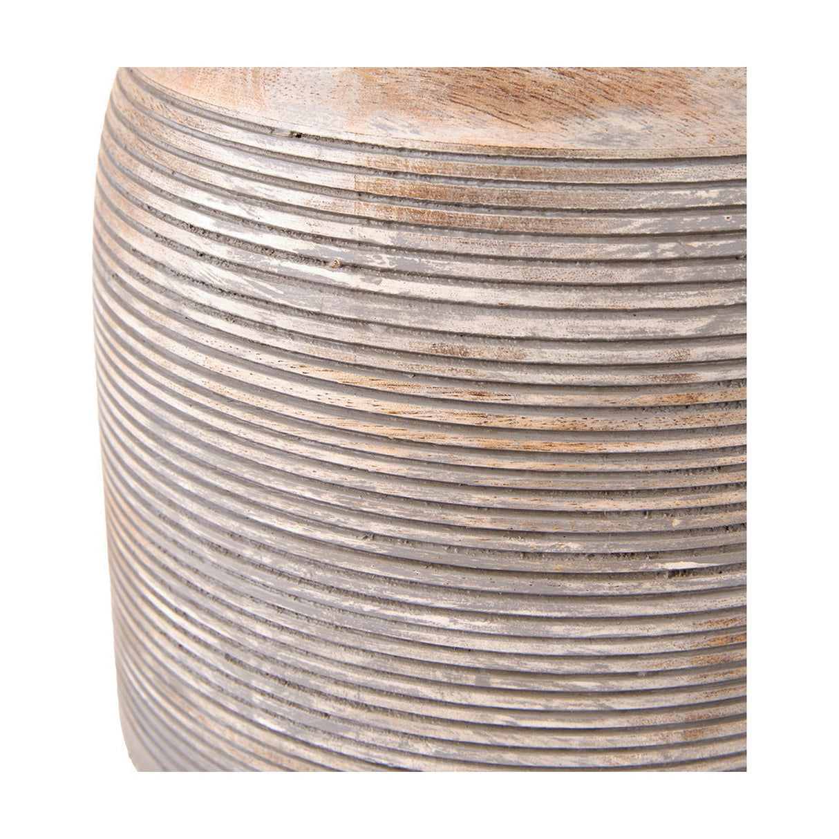 Nelu Grey Engraved Wood Dome Table Lamp Base - 30cm