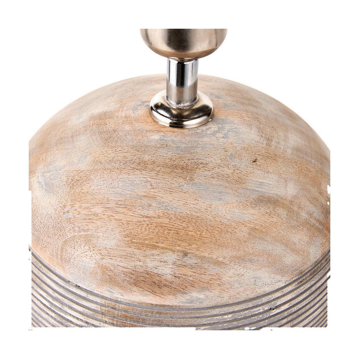 Nelu Grey Engraved Wood Dome Table Lamp Base - 30cm