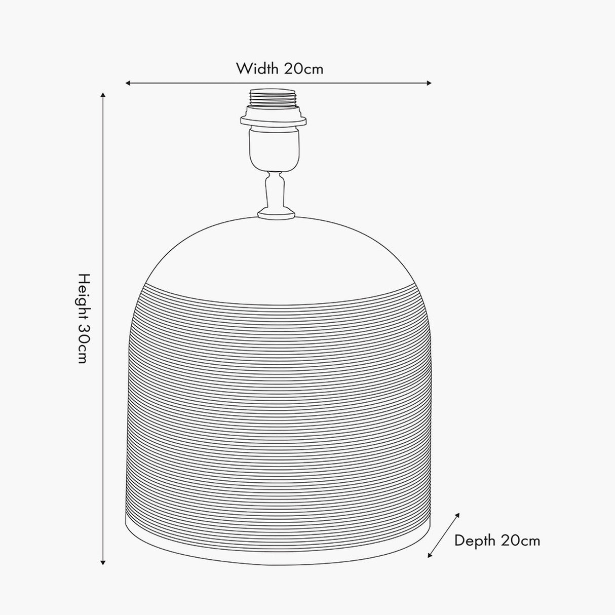 Nelu Grey Engraved Wood Dome Table Lamp Base - 30cm