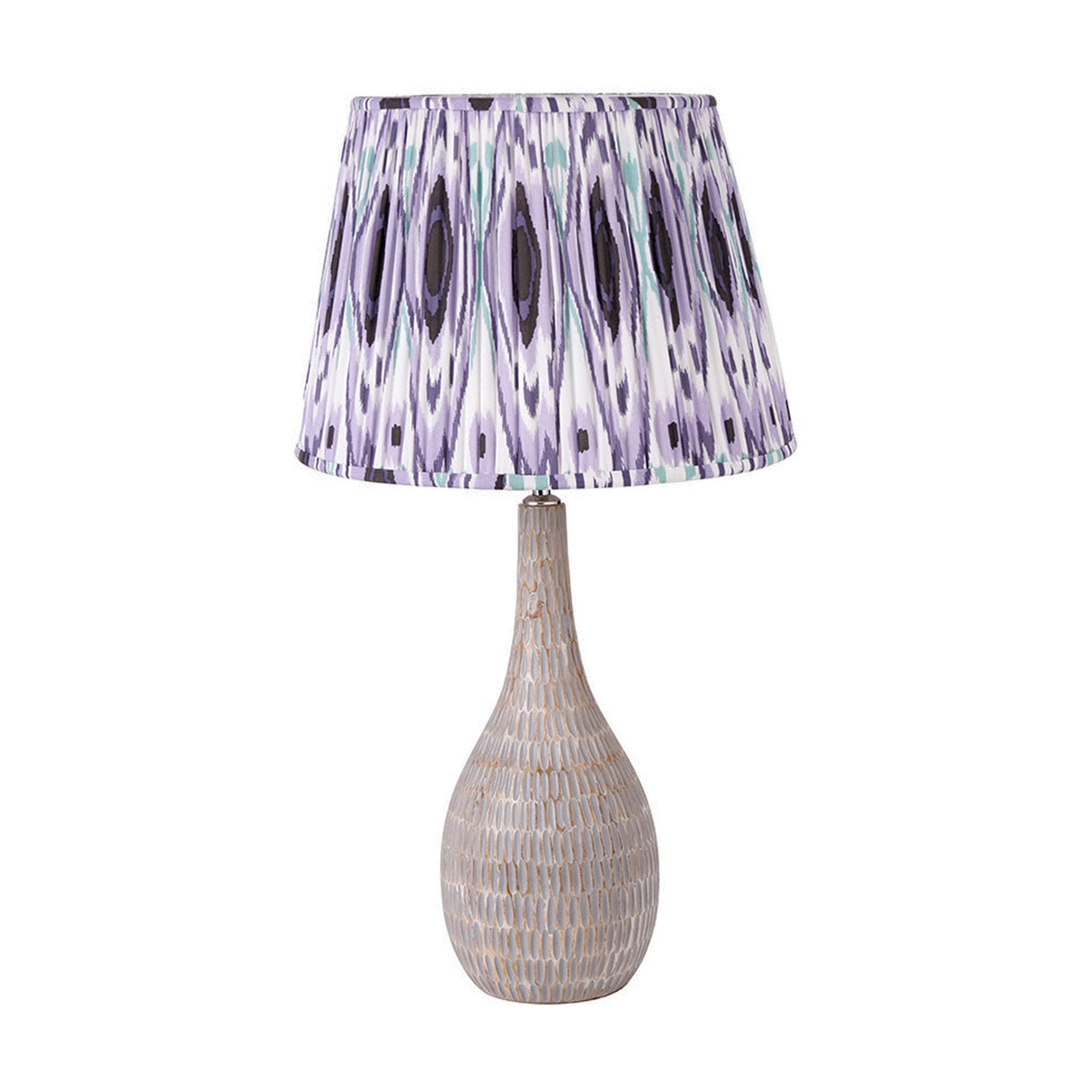 Ioan Grey Engraved Wood Bottle Table Lamp Base - 49cm