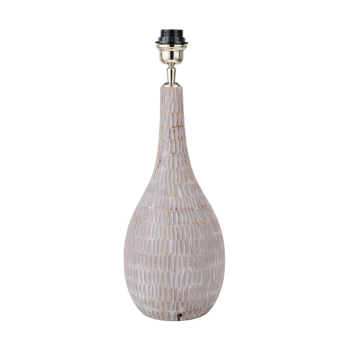 Ioan Grey Engraved Wood Bottle Table Lamp Base - 49cm